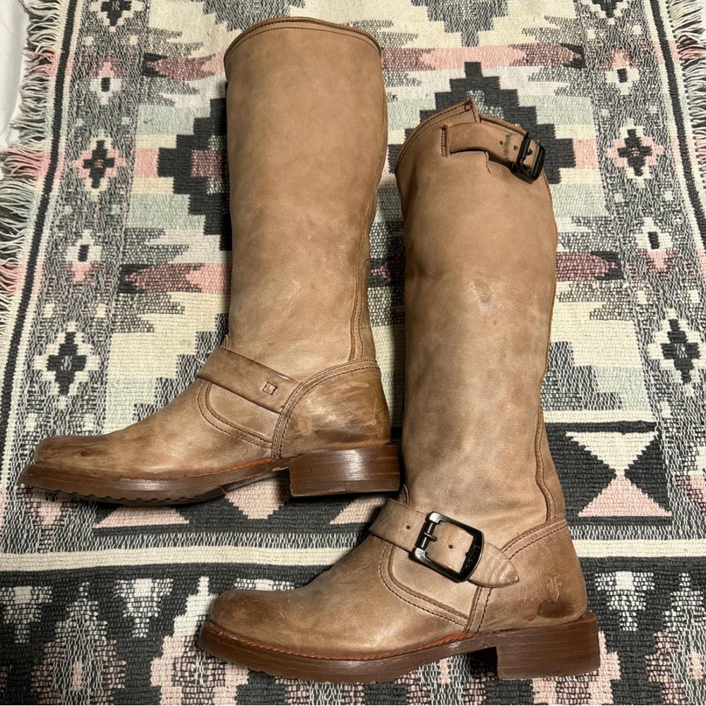 Frye Tan Leather Knee-High Boots